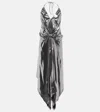 Alexandre Vauthier Halterneck Metallic Midi Dress In Silver