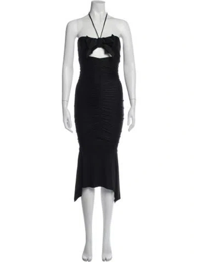 Pre-owned Alexandre Vauthier Halterneck Midi Length Dress In Black
