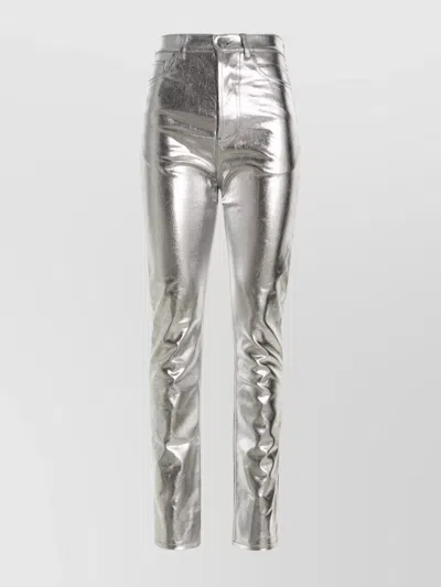 Alexandre Vauthier High Waist Slim Fit Straight Leg Trousers In Metallic