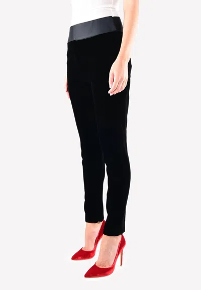 Alexandre Vauthier High-waist Velvet Tuxedo Trousers In Black