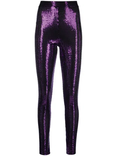 Alexandre Vauthier High-waisted Sequin-design Leggings In Violett