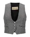 Alexandre Vauthier Houndstooth Pattern V-neck Sleeveless Waistcoat With Adjustable Back Strap In Black