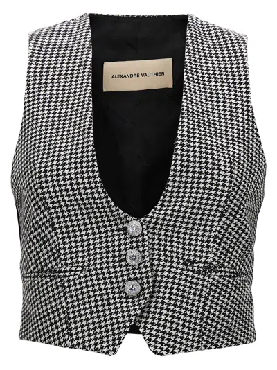 Alexandre Vauthier Houndstooth Waistcoat In Black