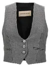 Alexandre Vauthier Houndstooth Pattern V-neck Sleeveless Waistcoat With Adjustable Back Strap