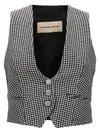 Alexandre Vauthier Houndstooth Pattern V-neck Sleeveless Waistcoat With Adjustable Back Strap In Gray