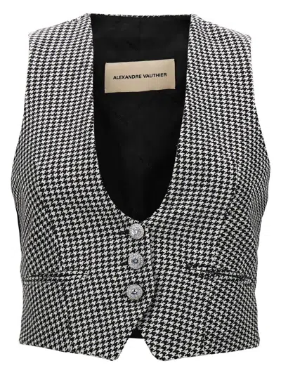 Alexandre Vauthier Houndstooth Waistcoat In Multi