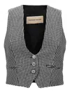 Alexandre Vauthier Houndstooth Wool Blend Vest In White