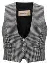Alexandre Vauthier Houndstooth Wool Blend Vest In Black
