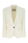 Alexandre Vauthier Ivory Stretch Viscose Blend Blazer In Nude