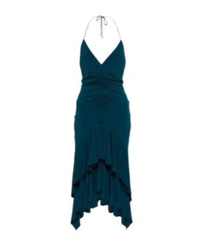 Alexandre Vauthier Jersey Halterneck Midi Dress In Green