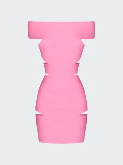 Alexandre Vauthier Bonded Stretch Viscose Mini Dress In Bubblegum