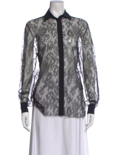 Pre-owned Alexandre Vauthier Lace Pattern Long Sleeve Blouse In Black