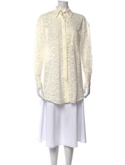Pre-owned Alexandre Vauthier Lace Pattern Long Sleeve Top In Neutrals