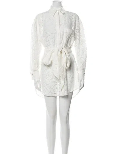 Pre-owned Alexandre Vauthier Lace Pattern Mini Dress In White