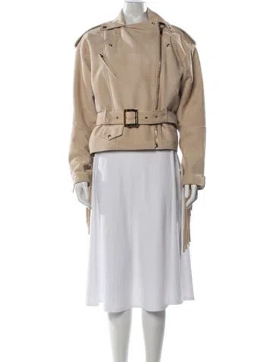 Pre-owned Alexandre Vauthier Lambskin Biker Jacket In Neutrals