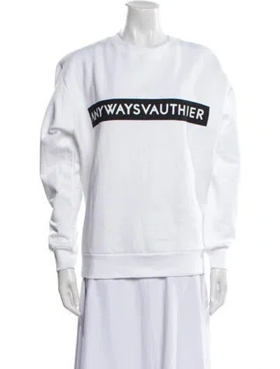 Pre-owned Alexandre Vauthier Lambskin Graphic Print Sweatshirt In White