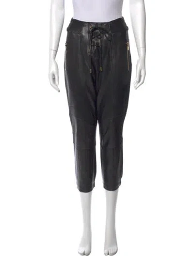Pre-owned Alexandre Vauthier Lambskin Straight Leg Pants In Black