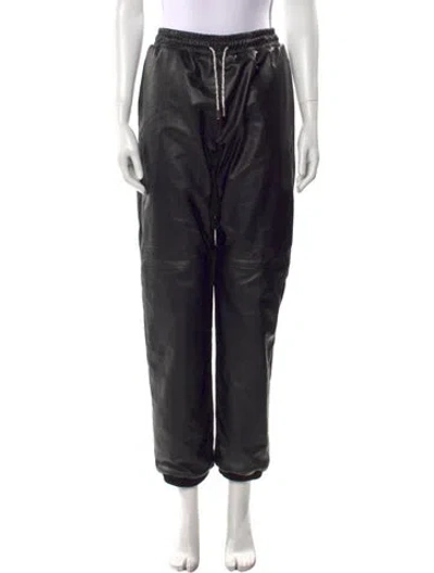 Pre-owned Alexandre Vauthier Lambskin Straight Leg Pants W/ Tags In Black
