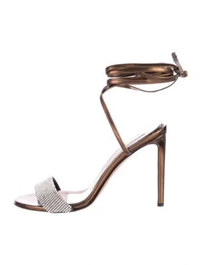 Pre-owned Alexandre Vauthier Leather Animal Print Sandals In Brown