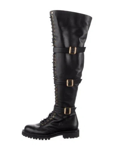 Pre-owned Alexandre Vauthier Leather Combat Boots In Black