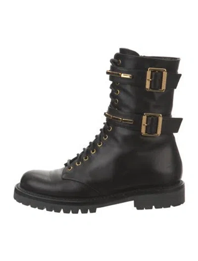 Pre-owned Alexandre Vauthier Leather Combat Boots In Black