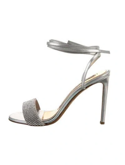 Pre-owned Alexandre Vauthier Leather Crystal Embellishments Sandals