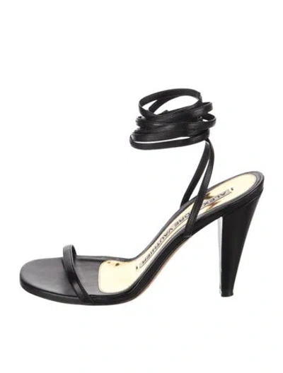 Pre-owned Alexandre Vauthier Leather Crystal Embellishments Sandals In Black
