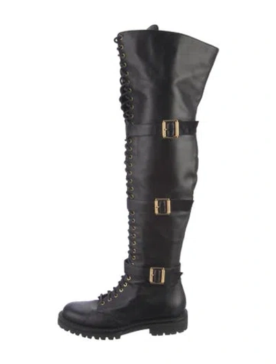 Pre-owned Alexandre Vauthier Leather Lace-up Boots In Black