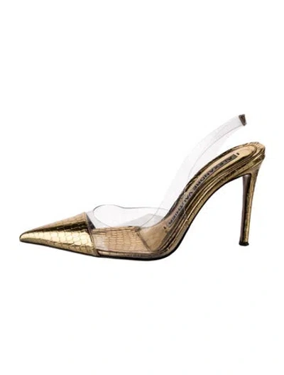 Pre-owned Alexandre Vauthier Leather Slingback Pumps In Gold