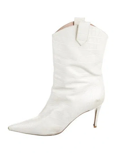 Pre-owned Alexandre Vauthier Leather Western Boots In White