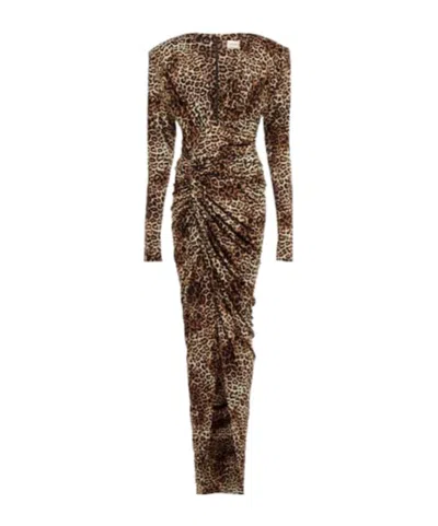 Alexandre Vauthier Leopard-print Jersey Maxi Dress In Brown