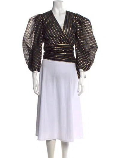 Pre-owned Alexandre Vauthier Linen Striped Tunic In Blue/metallic