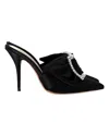 Alexandre Vauthier Lola Embellished Mules In Black Satin In Black