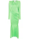 Alexandre Vauthier Long Pleated Maxi Dress With Asymmetric Hem