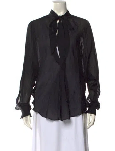 Pre-owned Alexandre Vauthier Long Sleeve Button-up Top In Black