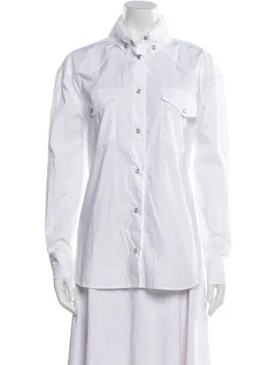 Pre-owned Alexandre Vauthier Long Sleeve Button-up Top W/ Tags In White