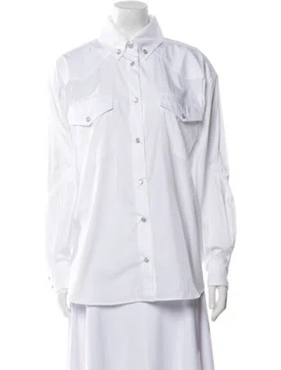 Pre-owned Alexandre Vauthier Long Sleeve Button-up Top W/ Tags In White