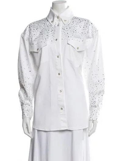 Pre-owned Alexandre Vauthier Long Sleeve Button-up Top In White