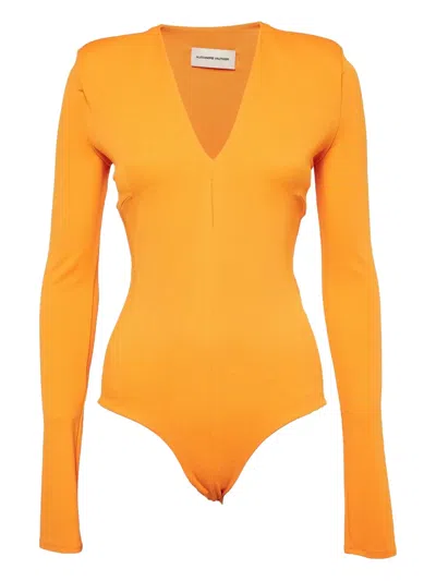 Pre-owned Alexandre Vauthier Long-sleeves Bodysuit In Orange