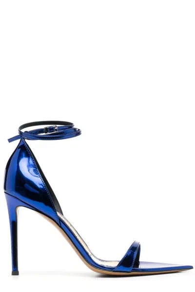 Alexandre Vauthier Metallic Effect Ankle Strapped Sandals In Blue