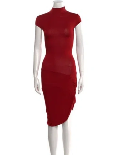 Pre-owned Alexandre Vauthier Mock Neck Knee-length Dress In Red