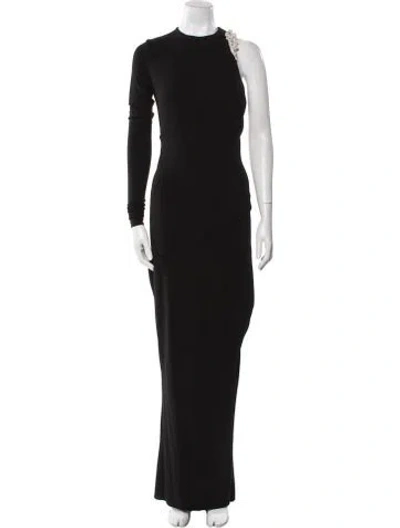 Pre-owned Alexandre Vauthier Mock Neck Long Dress In Black