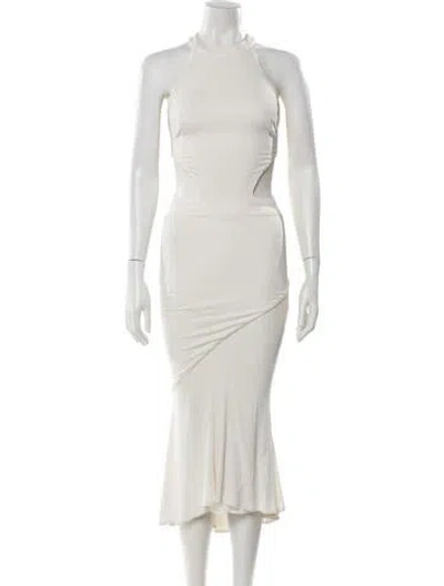 Pre-owned Alexandre Vauthier Mock Neck Long Dress In Neutral