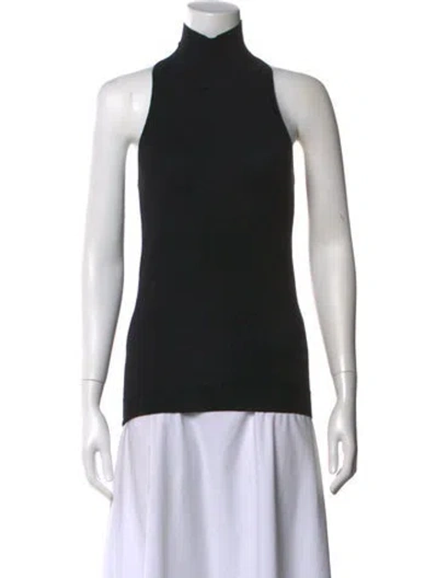 Pre-owned Alexandre Vauthier Mock Neck Sleeveless Top In Black