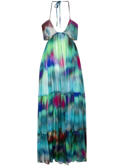 Alexandre Vauthier Halterneck Flared Dress In Multicolour