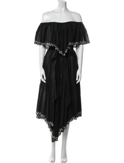Pre-owned Alexandre Vauthier Off-the-shoulder Long Dress In Black