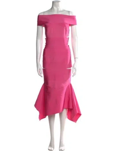 Pre-owned Alexandre Vauthier Off-the-shoulder Midi Length Dress In Pink