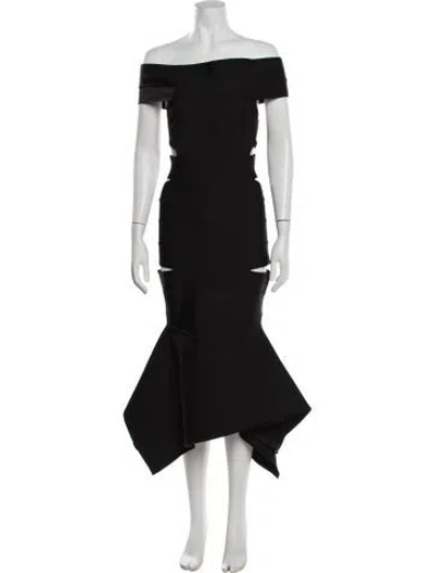 Pre-owned Alexandre Vauthier Off-the-shoulder Midi Length Dress W/ Tags In Black