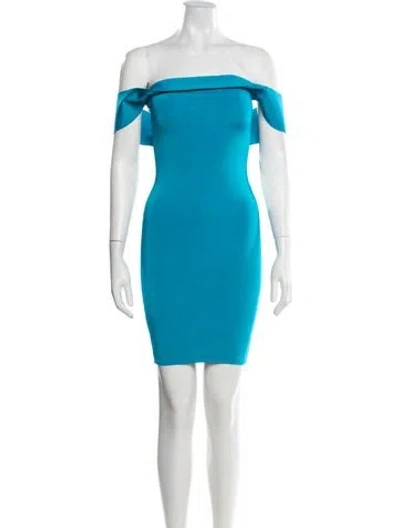 Pre-owned Alexandre Vauthier Off-the-shoulder Mini Dress In Blue