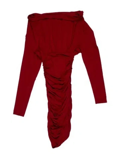 Pre-owned Alexandre Vauthier Off-the-shoulder Mini Dress In Red